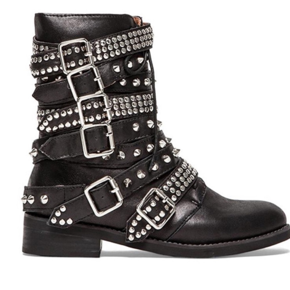 RARE Jeffrey Campbell Cruzado Studded Boots Moto Boot US 7.5.